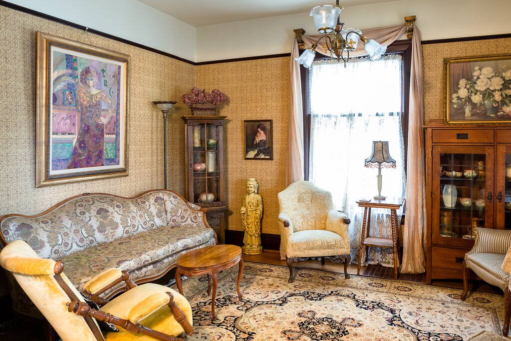The formal parlor of traditional Victorian double parlor