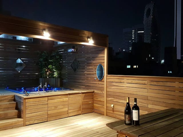 ジャクジー付き屋上バーベキュー場　☆風が気持ちいいテラス席でゆったりとしたお時間♪