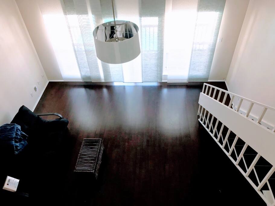 View from the upstairs windows looking down.