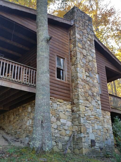 Beautiful stonework - and two porches to relax on.