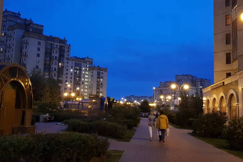 Walking from the metro station to the house