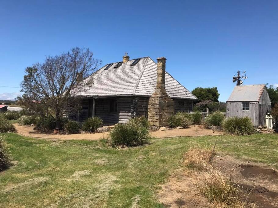 The log cabin at the front