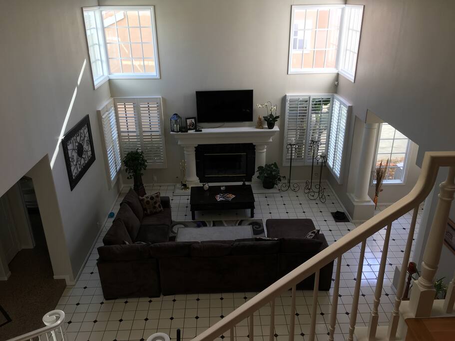 Living room looking down from 2nd floor