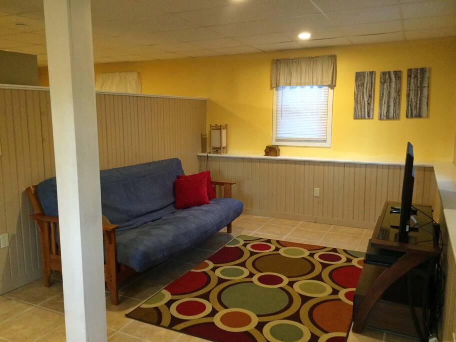 Living room with queen size futon