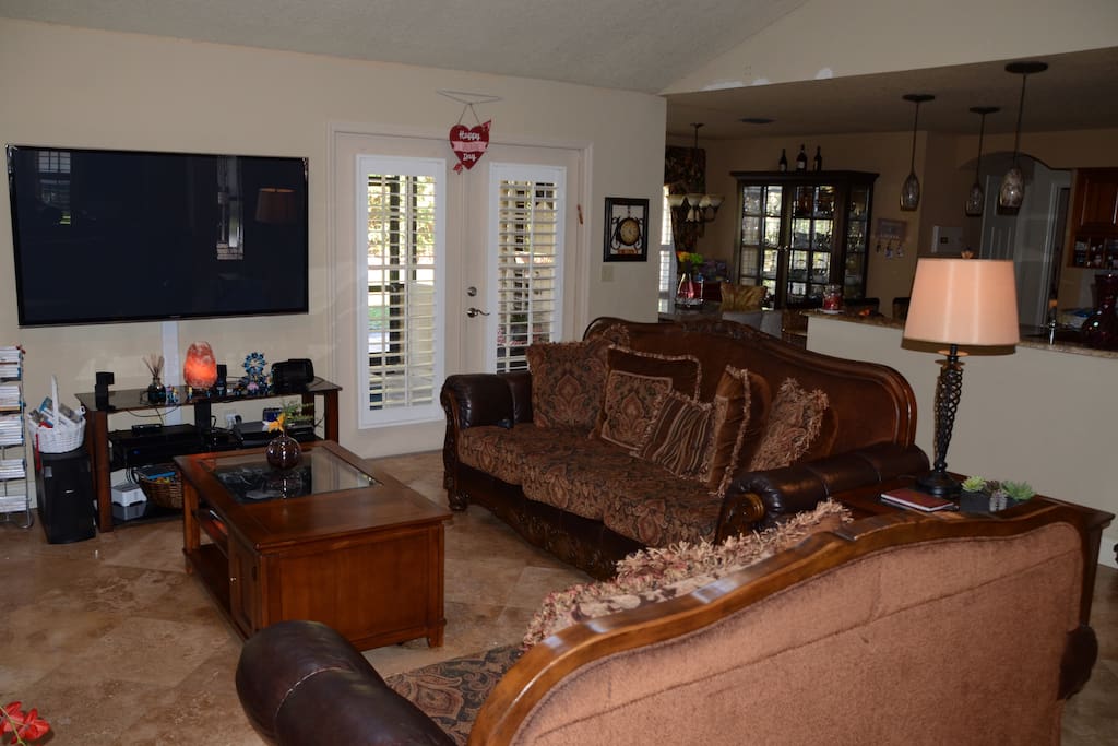 Family Room with 65" TV and WiiU
