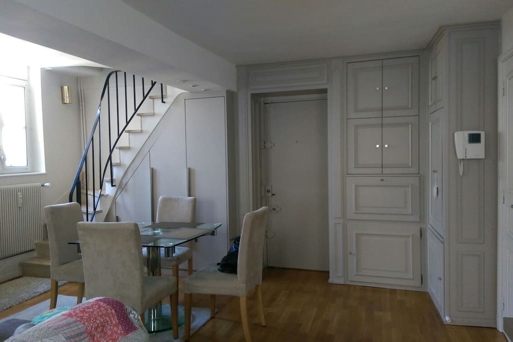 the modern and chic living room. stairs to access to the night part and your bedroom.