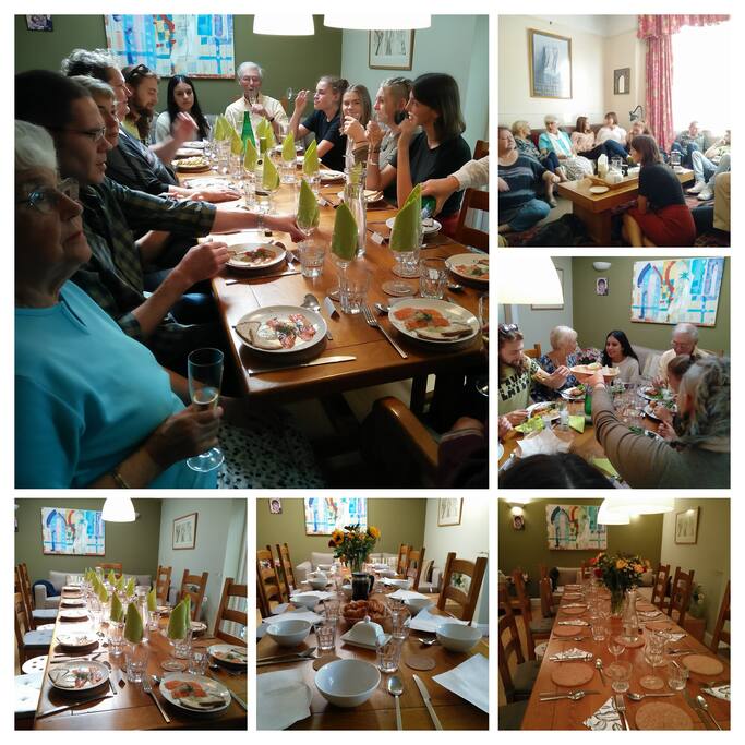 The Family/Dining Room provides ample space and seating for large gatherings.