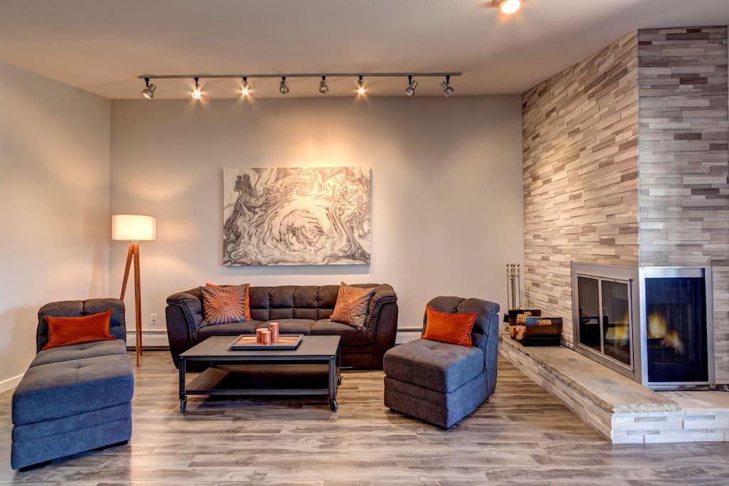Sectional converts to additional guest seating for entertaining and movie night!