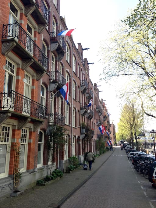 The lowest flag of this picture is attached to the balcony of our apartment
