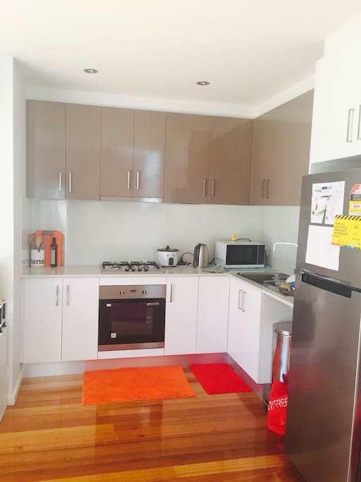 Modern, clean and accessible kitchen. Tea and coffee are provided.