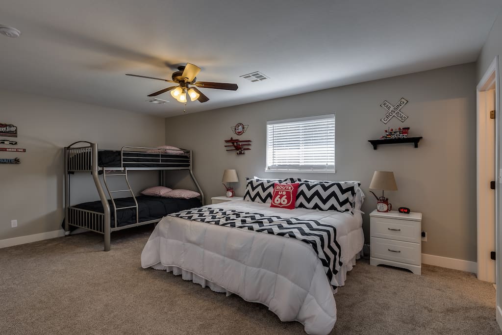 upstairs master bedroom with double bunk
