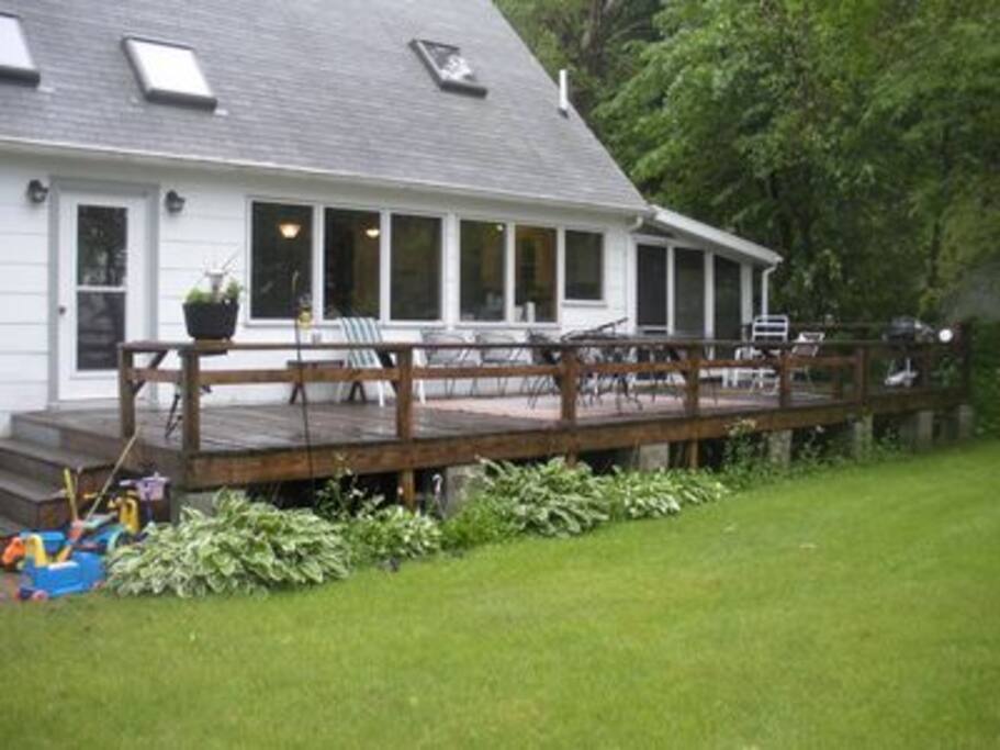 Lakeside of House, deck perfect for watching the sun set over Lake Michigan