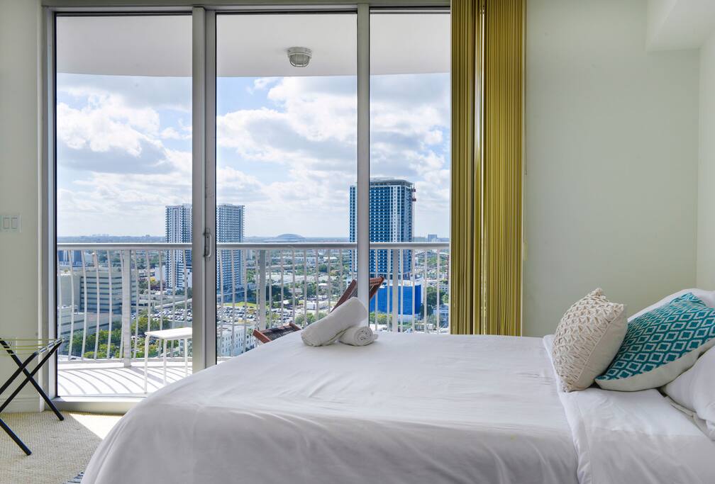 A comfortable bed with a view