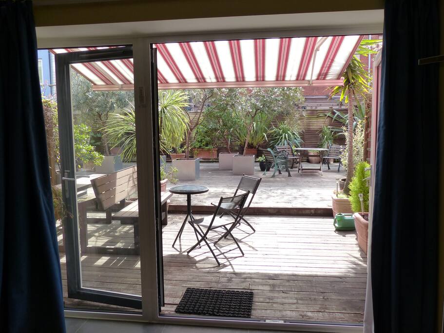 View from sitting room onto terrace