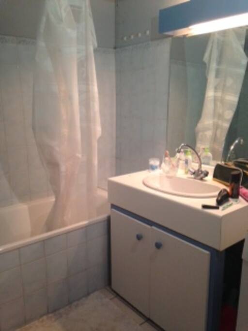 salle de bains avec baignoire