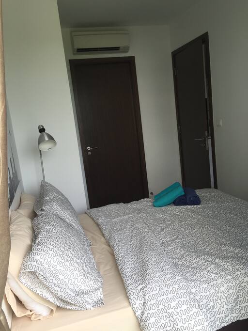 Master Room with queen size bed. Attached to bath room.