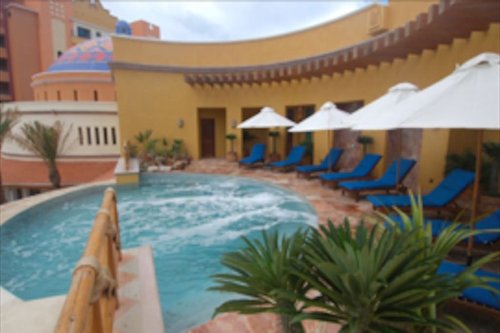 giant hot tub by the pools