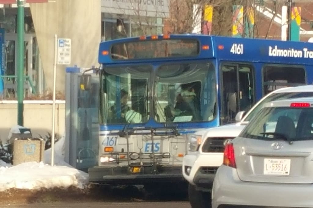 right beside public Transportation