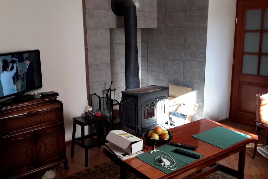 Launch area with table and TV.