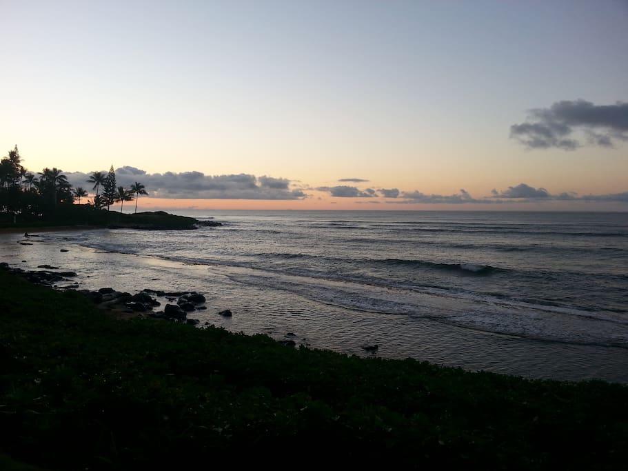 Kauai'i sunrise steps from the condo.