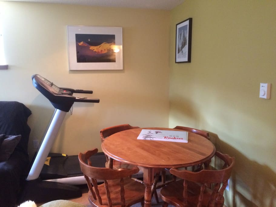 Dining area with treadmill