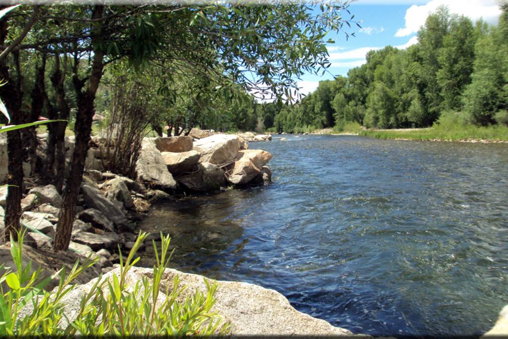 View looking dowstream from the riverbank - 50 feet from the house/deck