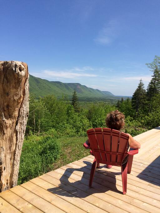Relaxing on the deck after a day spent hiking