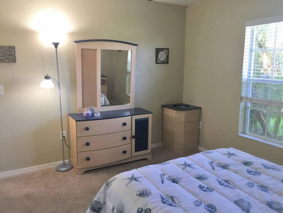 Drawers, mirror and clothe hamper