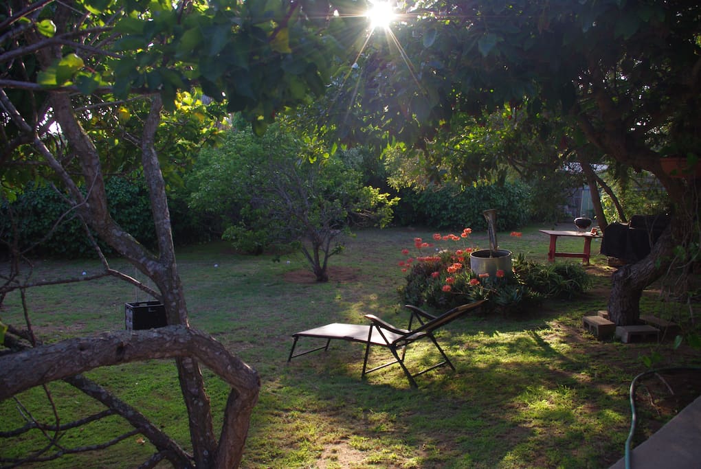 Beautiful sunsets in the yard or a short walk to the beach.