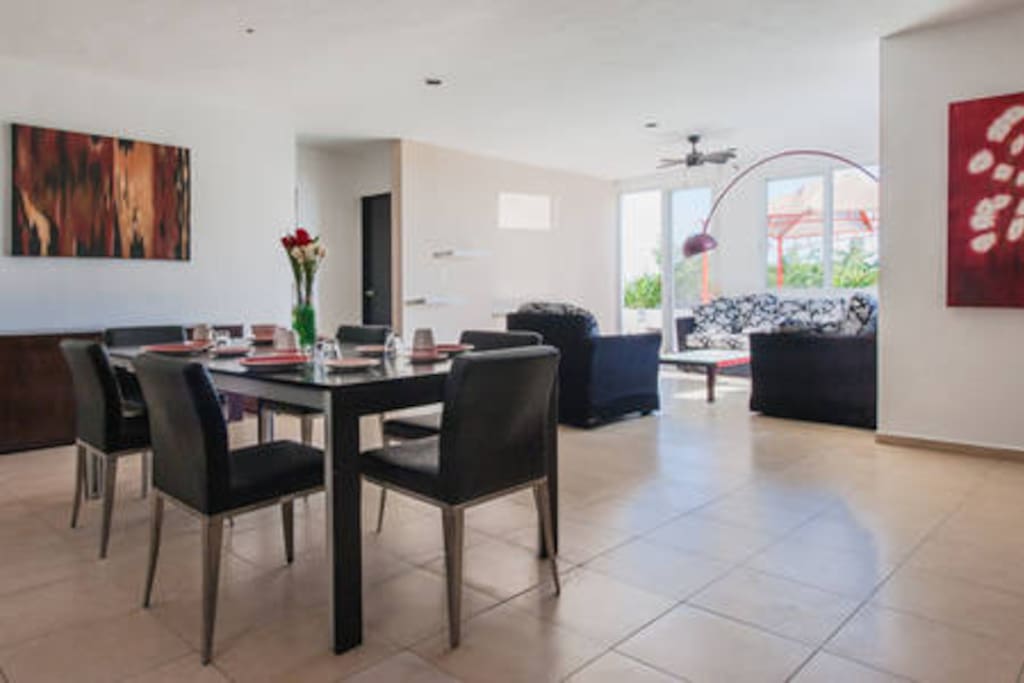 dining and living looking your private terrace