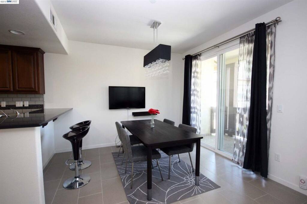 The living room and dining room are available for guests to use