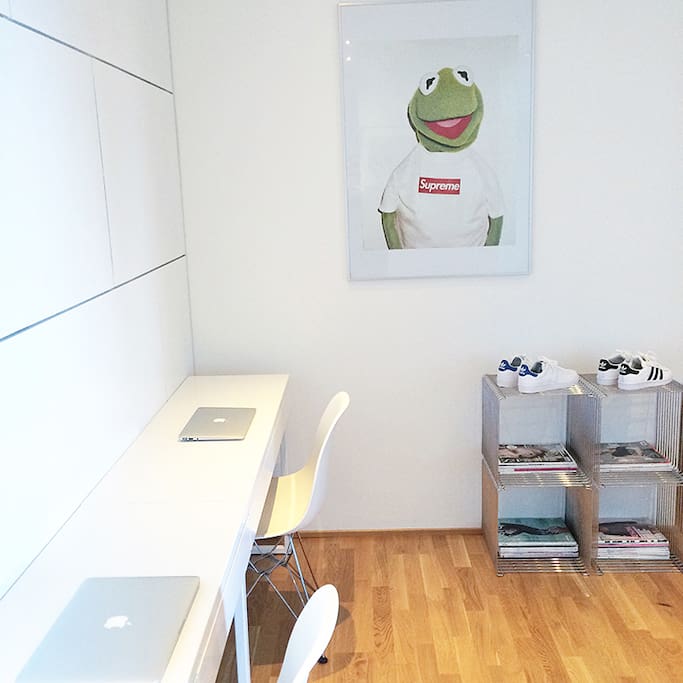 Home office, close to the kitchen.