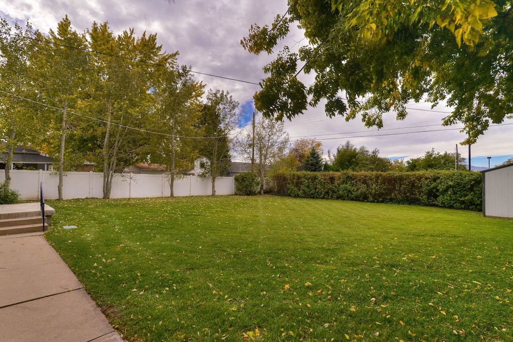 Large fenced private backyard