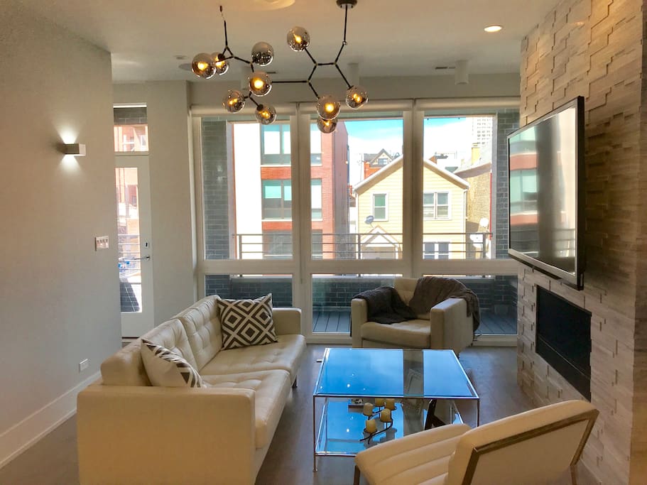 Living Room with Front Porch