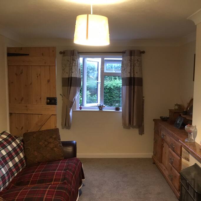 Living room with open fire