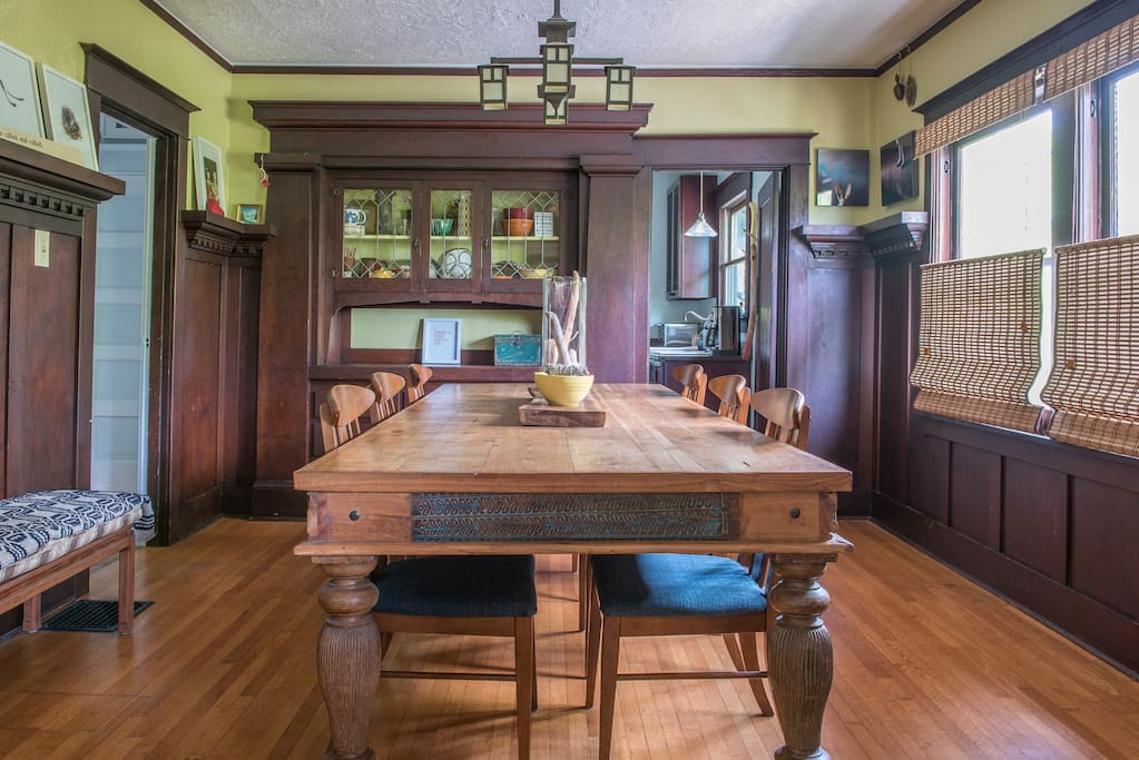 Large dining table is perfect for hosting a quiet dinner party