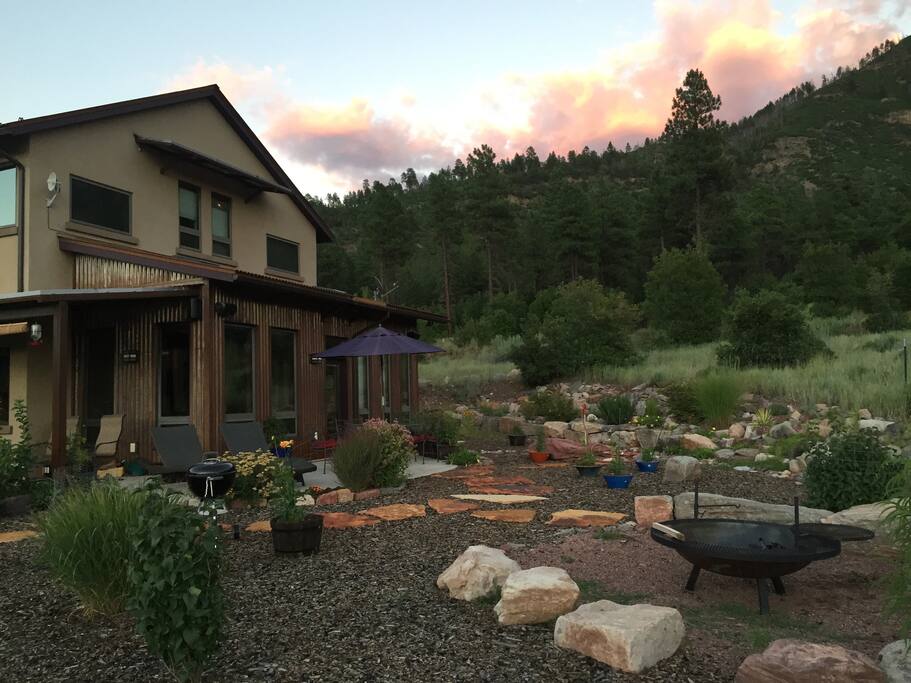 South patio and private fire pit.