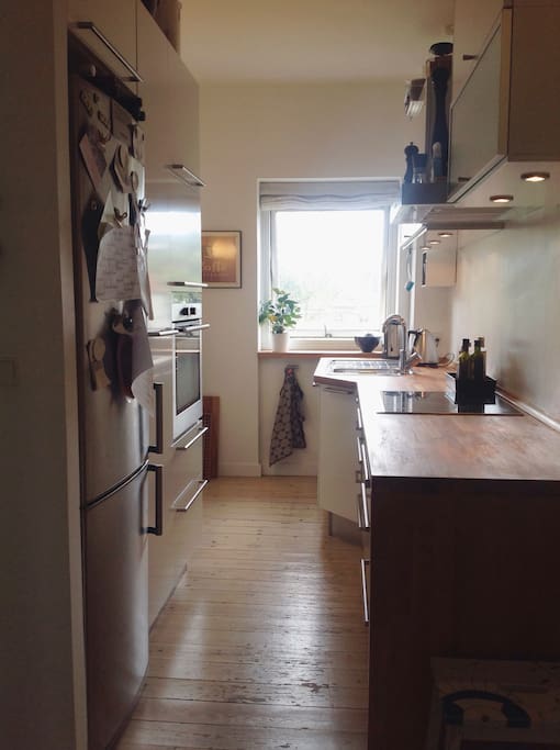 Køkken med ovn, komfur, køleskab og opvaskemaskine // Kitchen with all appliances - fridge, dishwasher, oven and stove