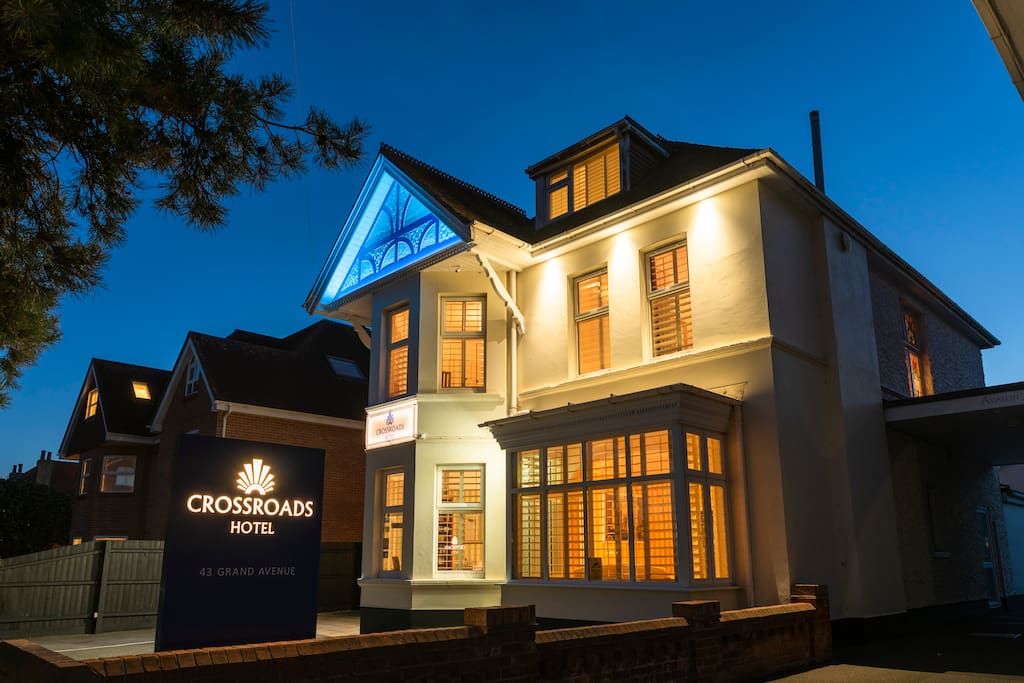Crossroads Hotel Frontage At Night