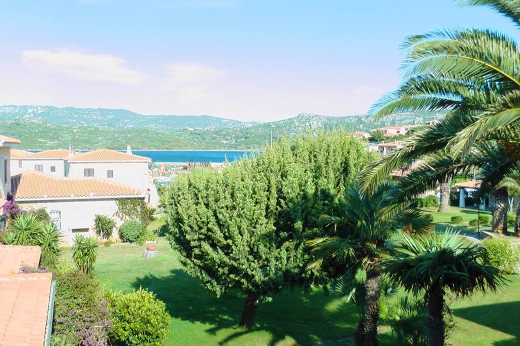 Vista sul giardino condominiale ed il mare antistante