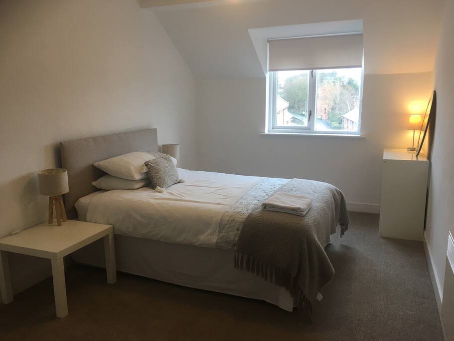 Bedroom with memory foam mattress