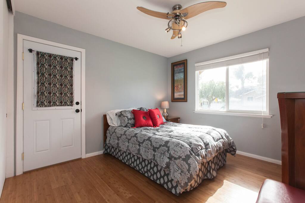 Exterior door to back yard and private entry gate