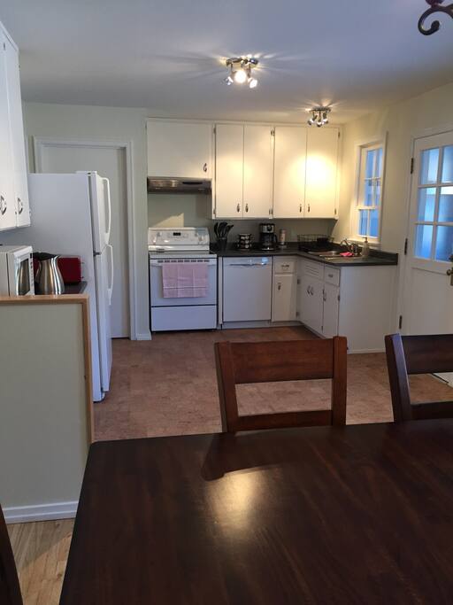 view of kitchen from dining area