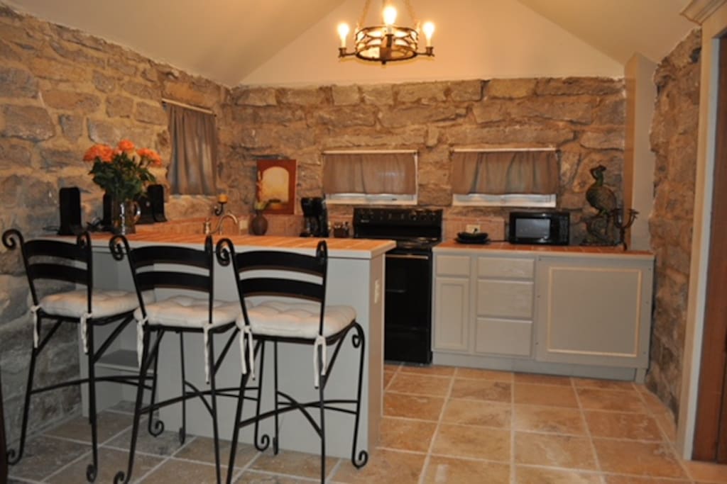 Kitchen with bar.