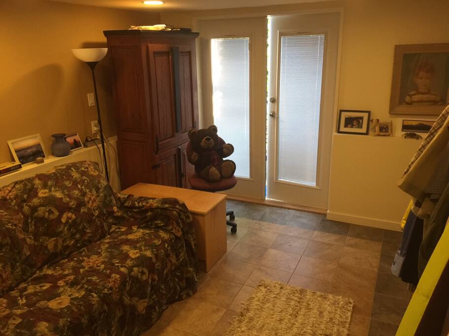 Queen sofabed and living area