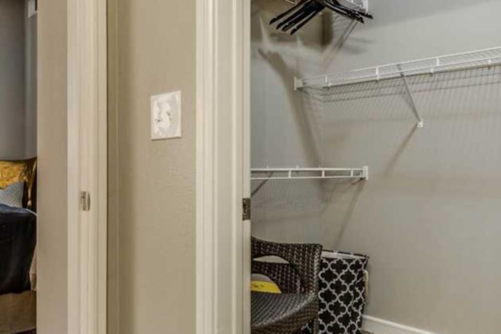 This is not our unit. Using this photo because our photo lost. Closet is the same size. We do not keep close there because we use as a second home. Closet is empty