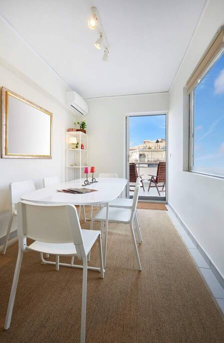 Penthouse study - dinning room with a view of the Acropolis