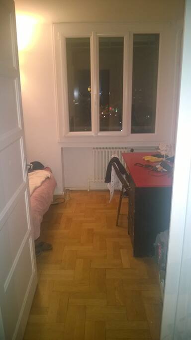 one bed , one desk, one shelf, one cabinet