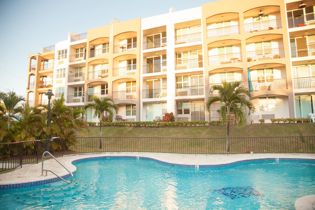 Pool & view of back of building