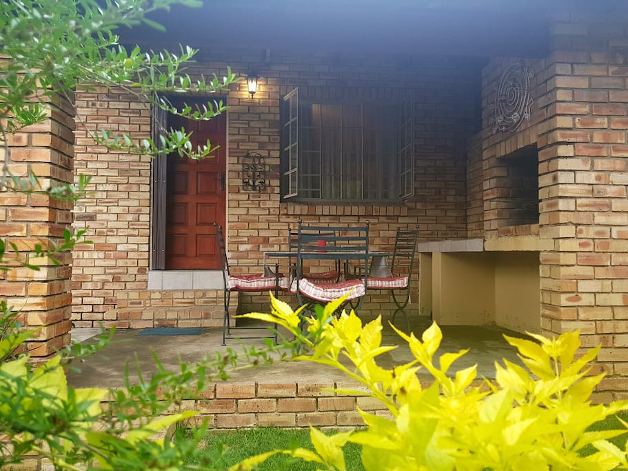 Entrance to Self Catering Unit. Patio with braai facility.